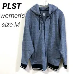 ☆☆【PLST】ジップパーカー 薄手 グレー ブラック Mのサムネイル