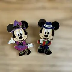 東京ディズニーランド ハロウィン ピンバッジ ミッキー ミニー 2点