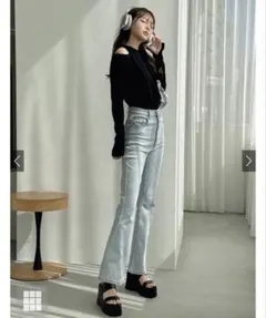 GRL フリージアハイウエストフレアデニムパンツ【cu522】