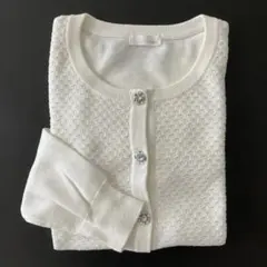 index ビジュー付きホワイトカーディガン