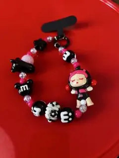 カラフルビーズのキャラクターストラップ 嘎子姐