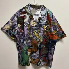 【Mサイズ】綿100% 倭物やカヤ 水木しげる アロハシャツ 妖怪/鬼太郎ｃ used men's glaniph 水木しげるコラボ 妖怪柄シャツ アロハ