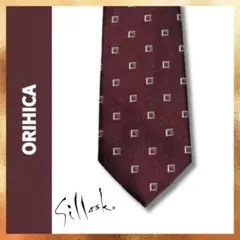 【ORIHICA】シルック® ネクタイ バーガンディ 幾何学模様
