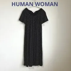 ネイビー ドット 半袖ひざ丈ワンピースのサムネイル