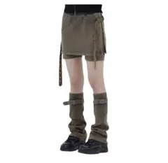 美伢FUZZYKON ハイウェストショートスカートパンツ＋レッグカバー y2k