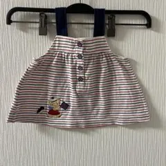 ファミリア ジャンパースカート 80 マリン ボーダー くま 刺繍 ワンピース