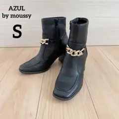 AZUL by moussyショートブーツチェーン付きアズール サイドジップ