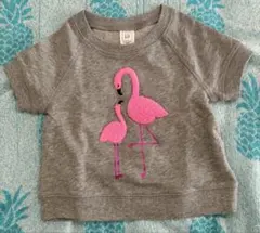 babyGAP フラミンゴ刺繍 半袖Tシャツ グレー