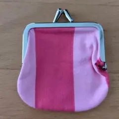 ピンクのストライプ コインケース　marimekko　マリメッコ　がま口