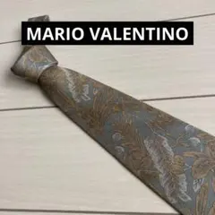MARIO VALENTINO ネクタイ　植物柄　グレーベージュ　シルク