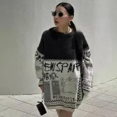 NEWS PAPER JACQUARED KNIT TOP ameri