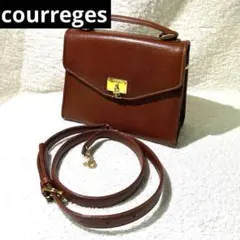 美品　クレージュ 2way ハンドバッグ ショルダーバッグ レザー ブラウン