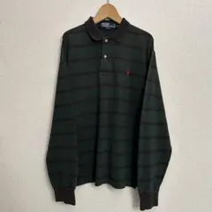 ポロラルフローレン / 長袖ポロシャツ / ボーダー / 緑×黒 / M