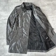 ステンカラー　ハイネック　ナイロンジャケット　ギミック　モードミリタリー　光沢