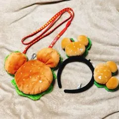 ディズニー カチューシャ ポーチ　ハンバーガー 2点セット