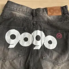 9090ストライプデザイン ブラックデニムパンツ M - メルカリ