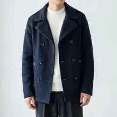 H345*セブンフォーオールマンカインド☆ピーコート☆ウール☆コート☆紺ネイビー
