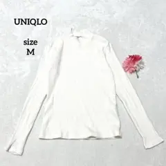 UNIQLO ユニクロ リブ ハイネック Tシャツ カットソー 白 Mシンプル