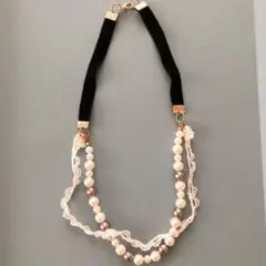 パールビーズ レース ベロア ネックレス チョーカー