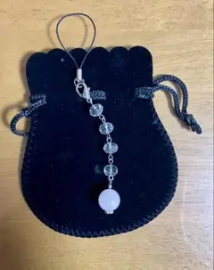 ローズクォーツ ビーズストラップ ポーチ付き