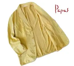 新品 Papas パパス スウェット アンコン ジャケット 綿 イエロー系 Lのサムネイル