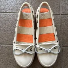 Crocs デッキシューズ サンダル ホワイト オレンジ W6のサムネイル