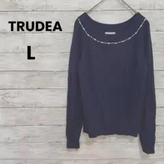【TRUDEA】トルディア　ニット　セーター（L）パール　ビジュー　上品♡