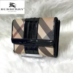 【美品】BURBERRY レザー 2つ折り財布 ノバチェック ゴールド金具のサムネイル