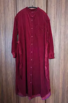 コーデュロイ シャツワンピース バーガンディ