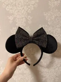 ミニーマウス風カチューシャ 黒　ディズニーカチューシャ