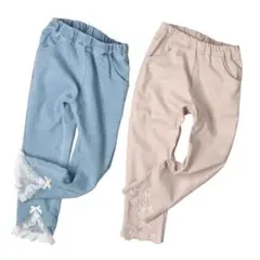 crescent 裾リボンツイル　デニムロングパンツ