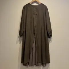 美品　オリーブ色 スエード風 ワンピース　L