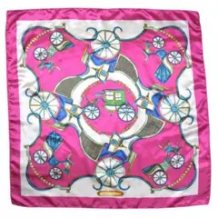 訳あり品 大判 正方形 スカーフ シルク調 レディース パッションピンク