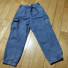 美品　グローバルワーク　130 デニムジョガーパンツ　ストレッチ　カーゴパンツのサムネイル