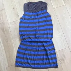 MACPHEE ノースリーブ ボーダー ワンピース ブラウン ブルーのサムネイル