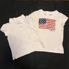 【ラルフローレン】アメリカ国旗柄Tシャツ&ポニー刺繍ポロシャツセット