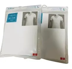 【翌日発送】ユニクロ エアリズム デオドラントメッシュ Vネック 2枚（L）