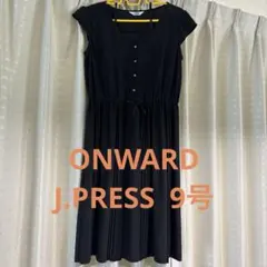 【一回のみ着用】オンワード J.PRESS インナー付き黒ワンピース半袖 Mのサムネイル