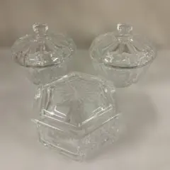 85★キャンディーポット ガラス製菓子入れ 3個セット