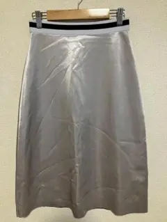 ZARA ザラ サテンミディ丈スカート シルバーグレー S ウエストゴム モードのサムネイル