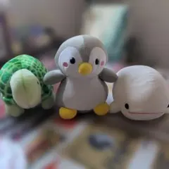 봉제인형 3체 세트 거북이 펭귄 흰돌고래