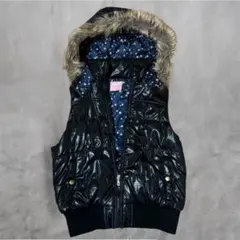 ファーダウンベスト 星柄 star ブラック 黒