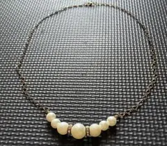 ホワイトビーズ ネックレス ラインストーン シンプル 上品 アクセサリー