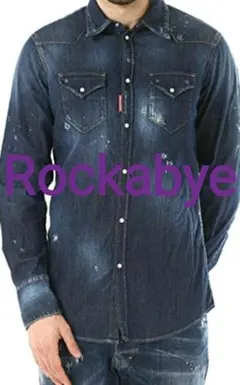 クリロナ着名作ディースクエアードブリーチクラッシュペンキデストロイデニムシャツ