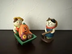 19.コンコンブル 猫の農作業風置物セット