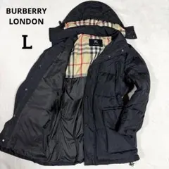 美品★バーバリーロンドン ノバチェック ダウンジャケット メンズ L 黒