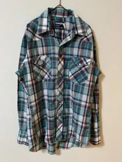 WranglerウエスタンシャツUSA製チェック柄 長袖XL相当スナップボタン