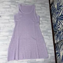 ラベンダー レース編み ノースリーブワンピース