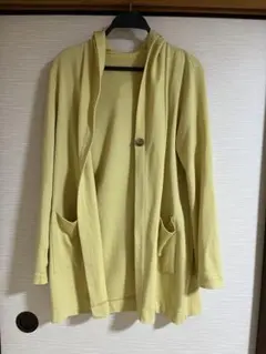 GIANNI LO GIUDICE フード付きイエローカーディガン