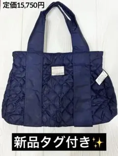 新品 トピィーズ Topys トートバッグ キルティング ショルダー 紺 総柄